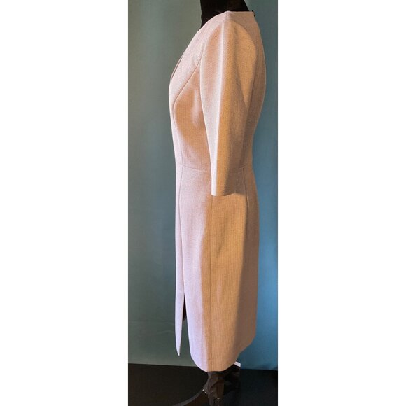 Classiques Entier Gray Textured Sheath Dress With Elbow Sleeves & Back Zipper Wo - Picture 3 of 5